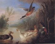 Marmaduke Cradock Waterfowl in a Landscape oil on canvas